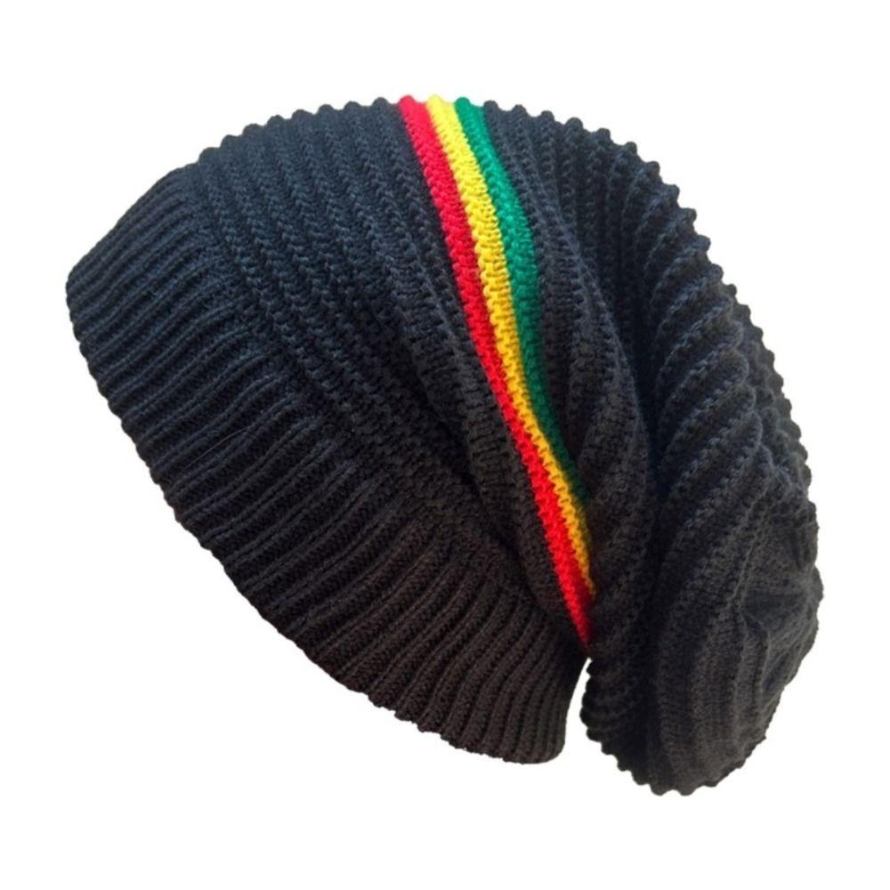 Bonnet Pull Tissage Chapeau Reggae Couleur Rayée Bonnets Crâne Jamaïque Chapeau Tricoté Hiver Automne