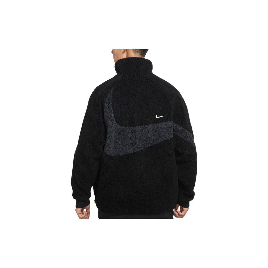 Nike Reversible Fleece Jacket With Stand Collar And Zip Men Jacket Black FB1910-010