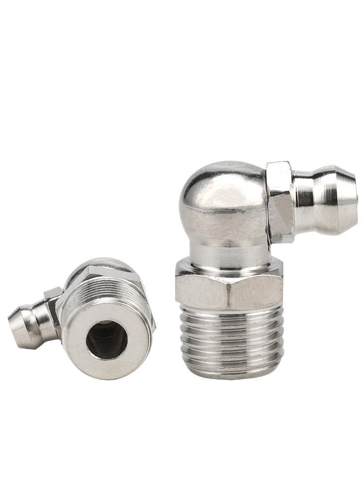 Stainless Steel 304 Grease Nipple Fittings: 45° Bent, 90° Straight Nozzle Assortment (6M, 8M, 10M, 12M).