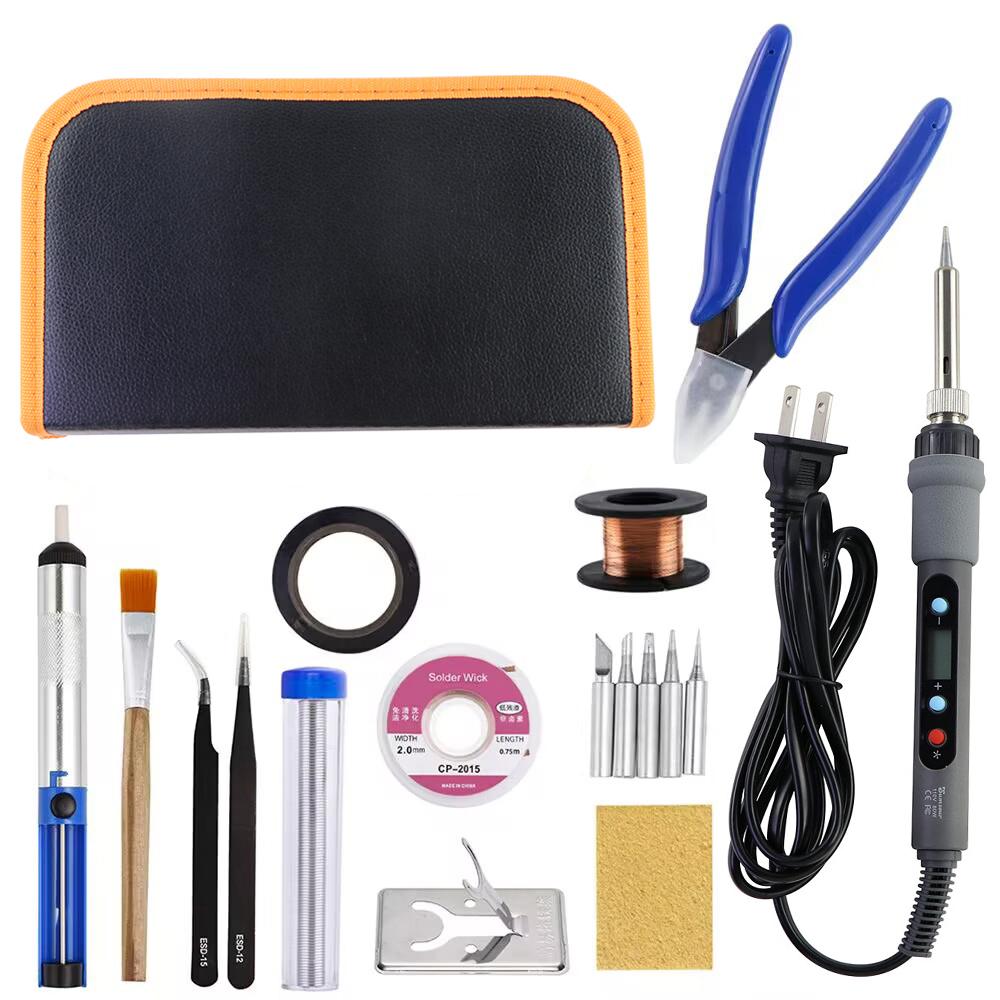 80W Soldering Iron LCD Digital Display Temperature Adjustable 220V EU Electric Solder Iron Set Welding Rework Station Repair Kit
