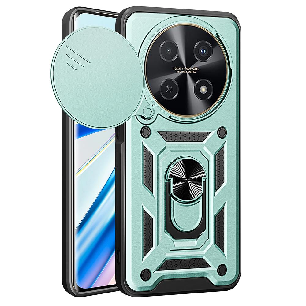 

Чехол для Huawei nova 12i 4G с выдвижной крышкой камеры, подставкой, из ПК+ТПУ Green