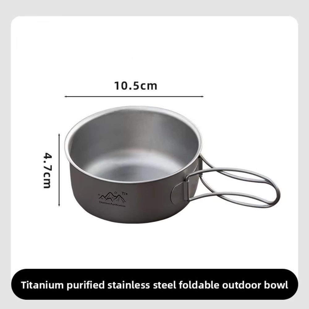 Foldable Handle Instant Noodle Bowl Titanium Cooking Bowl Portable Camping Pot  Cooking Utensils