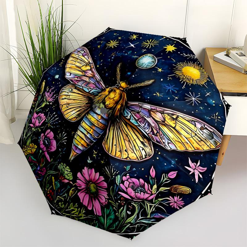 1pc Moth Artwork Automatic Folding Umbrella. Portable collapsible design, Best  birthday festival gift yy250924176