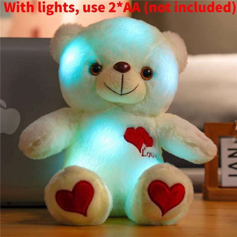 Embroidery Heart Glowing Teddy Bear Plush Toy Animal Stuffed Doll Decoration