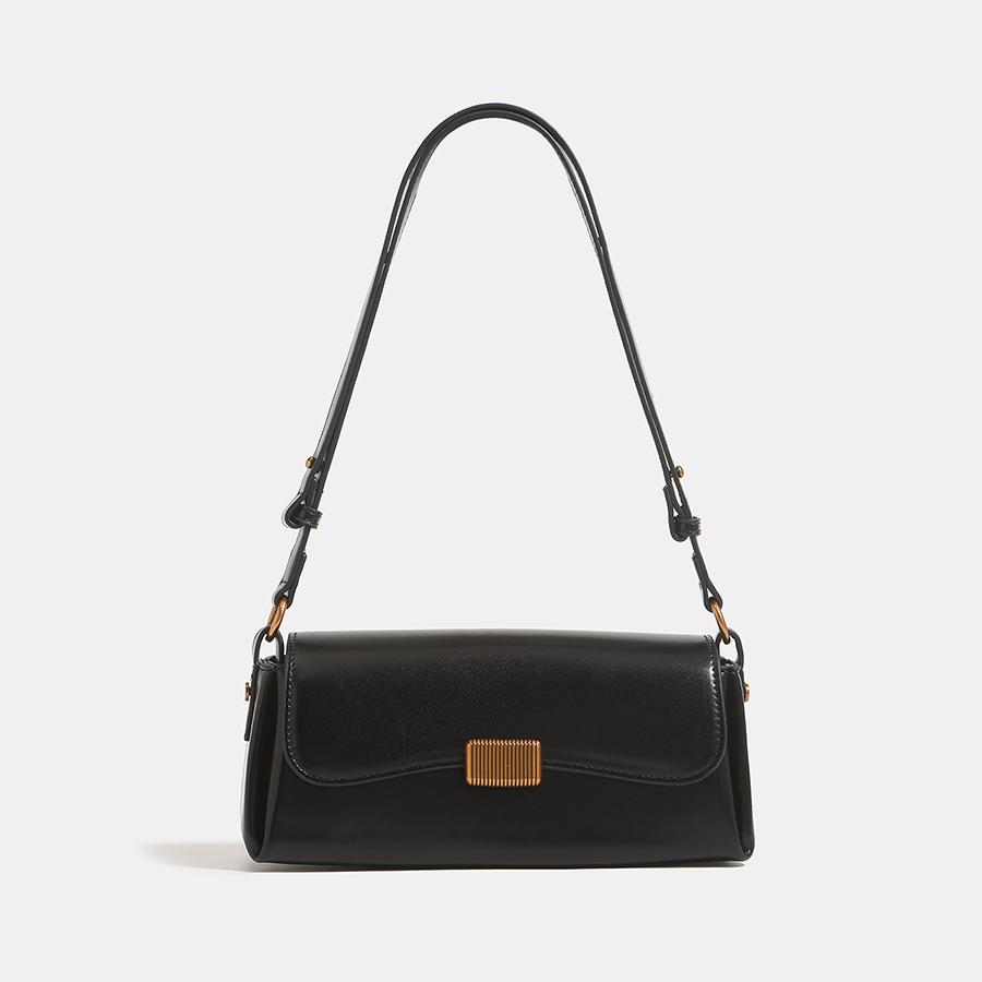 Fashi PU Leather Shoulder Underarm Bags for Women Solid Color Armpit Flip Handbag Female Small Square Bag Daily Shopper Bags