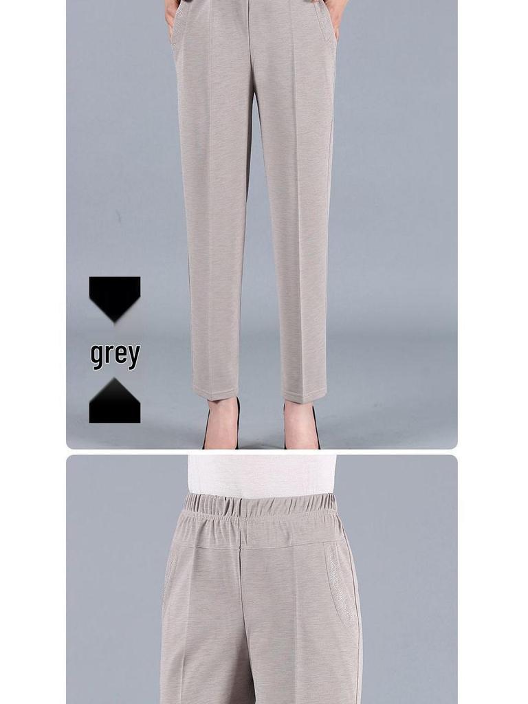 Summer Stretch High-Waist Casual Pants for Women - Loose, Straight-Leg, Grandma Style