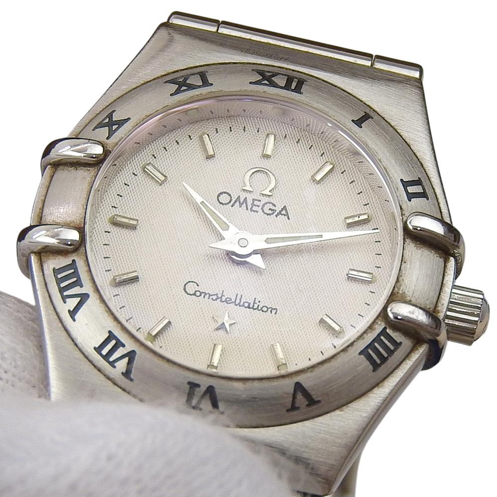 Omega Sternbild Mini Uhren 1562.30 Weißes Zifferblatt Edelstahl Quarz Analoganzeige Damen Gebraucht