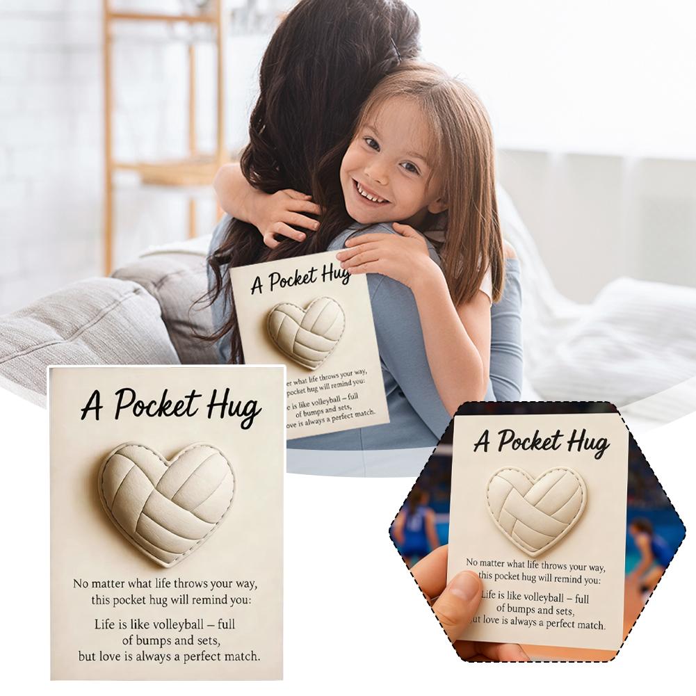 A Tiny Little Pocket Hug Poem Card Pocket Volleyball Hug Heart Shape Motivational Keepsake Portable Encouragement Cards