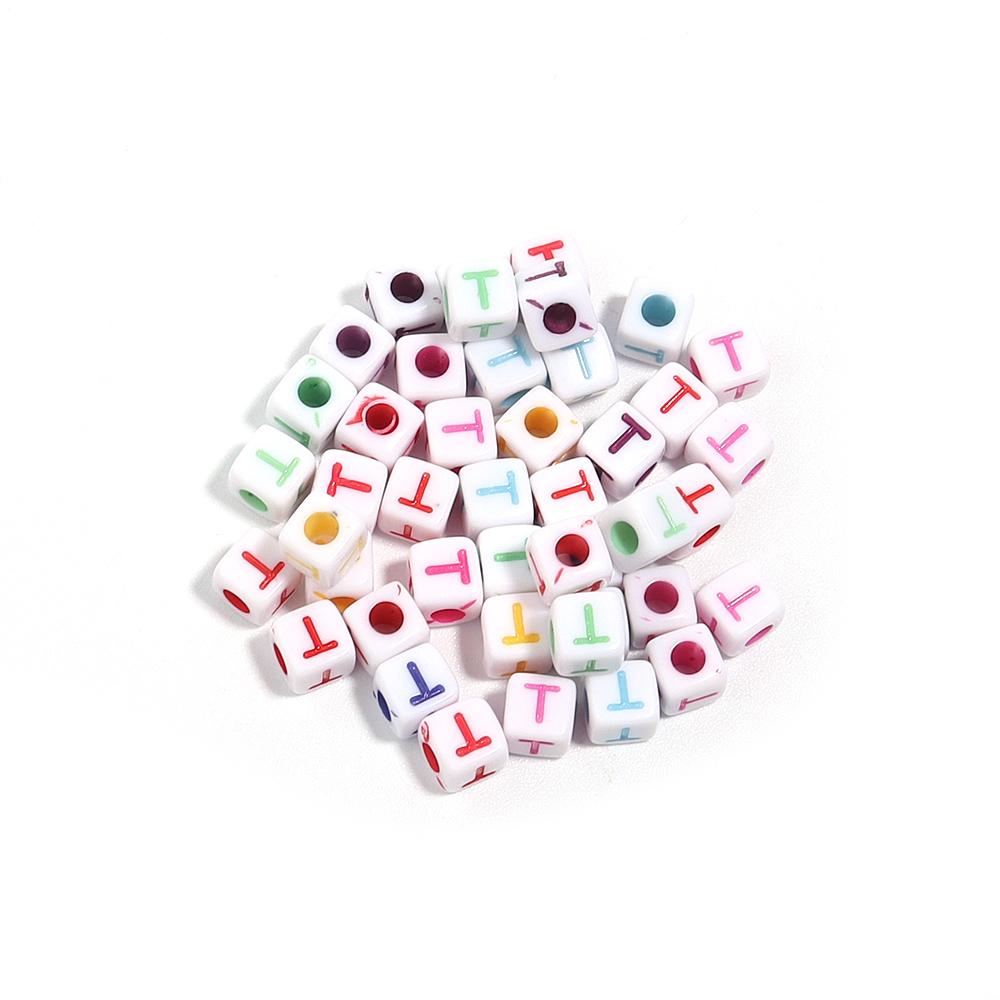 100pcs/lot  A-Z Acrylic Letter Bead Square Loose Spacer Alphabet Beads for DIY Bracelet Necklace Jewelry Making Supplies