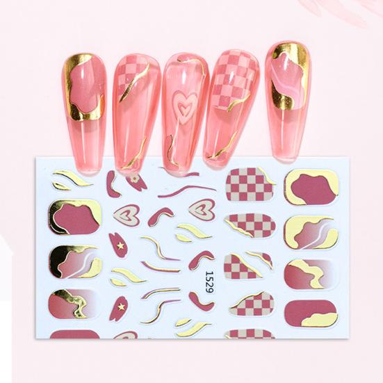 

Nail Sticker Glitter 3D Effects Ultra Thin Bronzing Lines Checkerboard Nail Iridescent Sticker