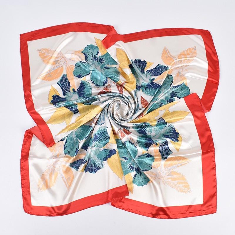 

90cm Bouquet Pattern Silk Scarf Fashionable Elegant and Versatile Floral Print Scarfs Multi-purpose Women s Large Square Scarf