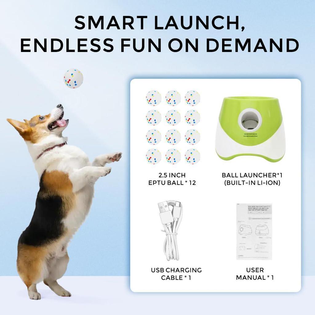 Automatic Pet Ball Launcher for Border Collies - Dog Toy, Tennis Ball Thrower, Bouncing Ball for Walking and Fetching Upgraded Version