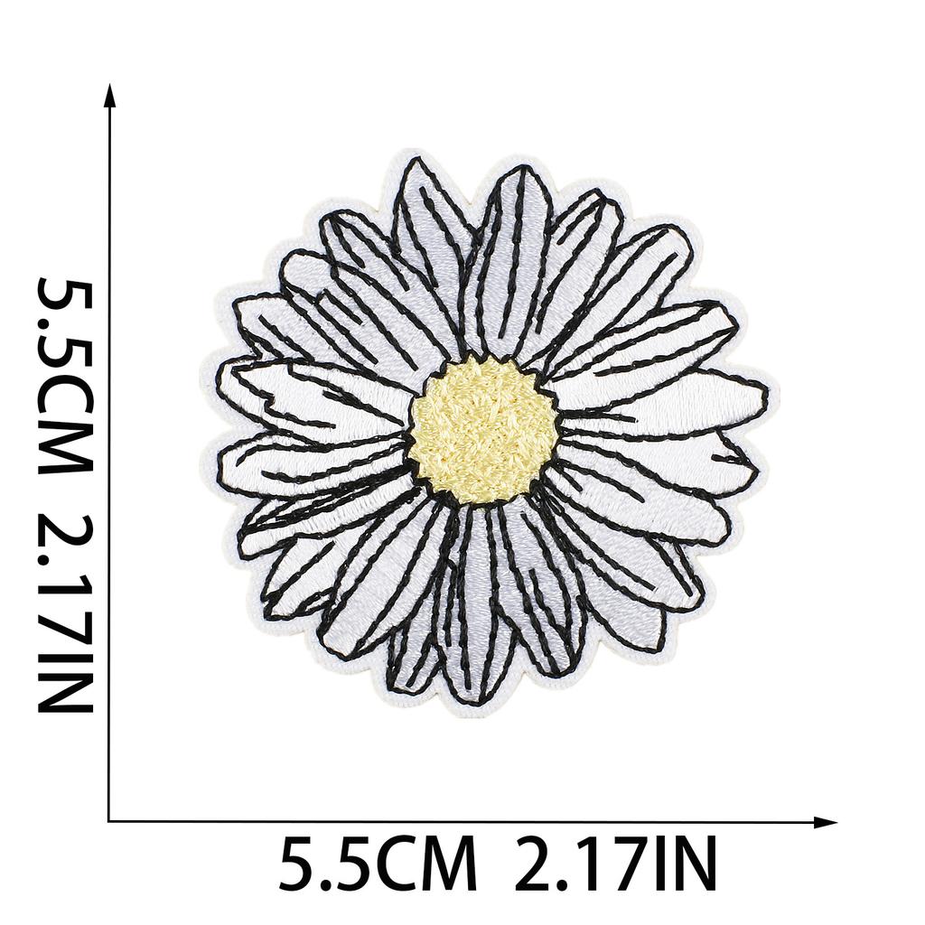 New Flower Embroidery Cloth Sticker Set, Clothes Decoration Patch Sticker, Cartoon Chrysanthemum Heat Transfer Embroidery Sticker