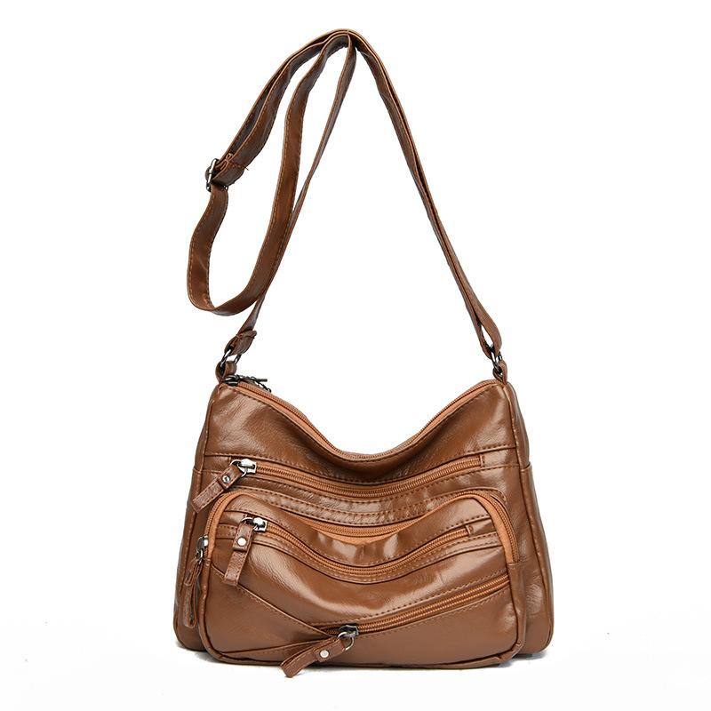 Mom Bag Women's New Trendy and Versatile Middle-aged Crossbody Bag Soft Leather Large Capacity Women's Fashion Shoulder Small Bag