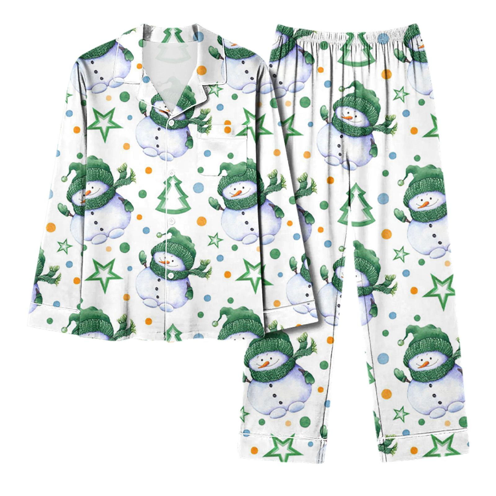 

Женский повседневный модный комплект для дома с длинным рукавом и брюками с рождественским принтом L