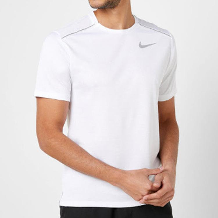 Nike Dri-Fit Miler Running Quick-Dry Crew Neck T-Shirt Men Tops White AJ7566-100