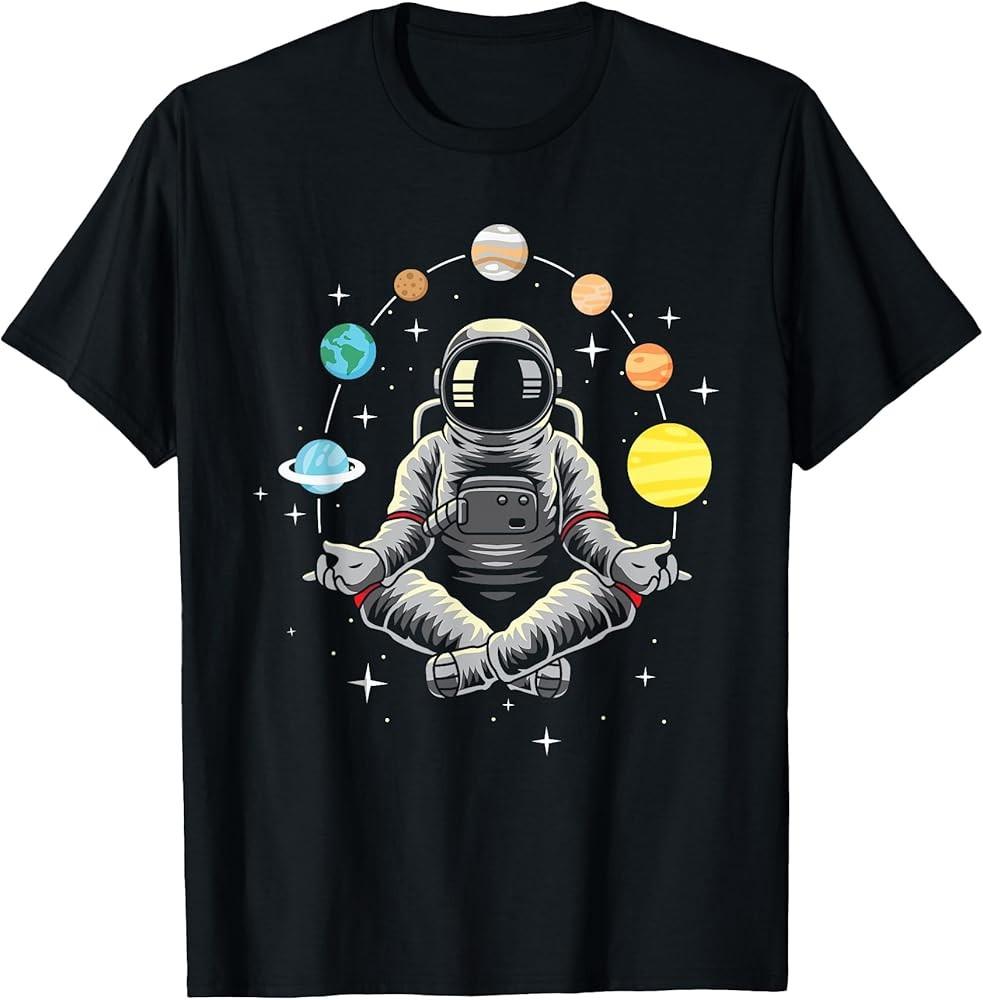 Meditating Astronaut - Galaxy Spaceman Astronomer Cosmos T-Shirt Unisex T-Shirt M