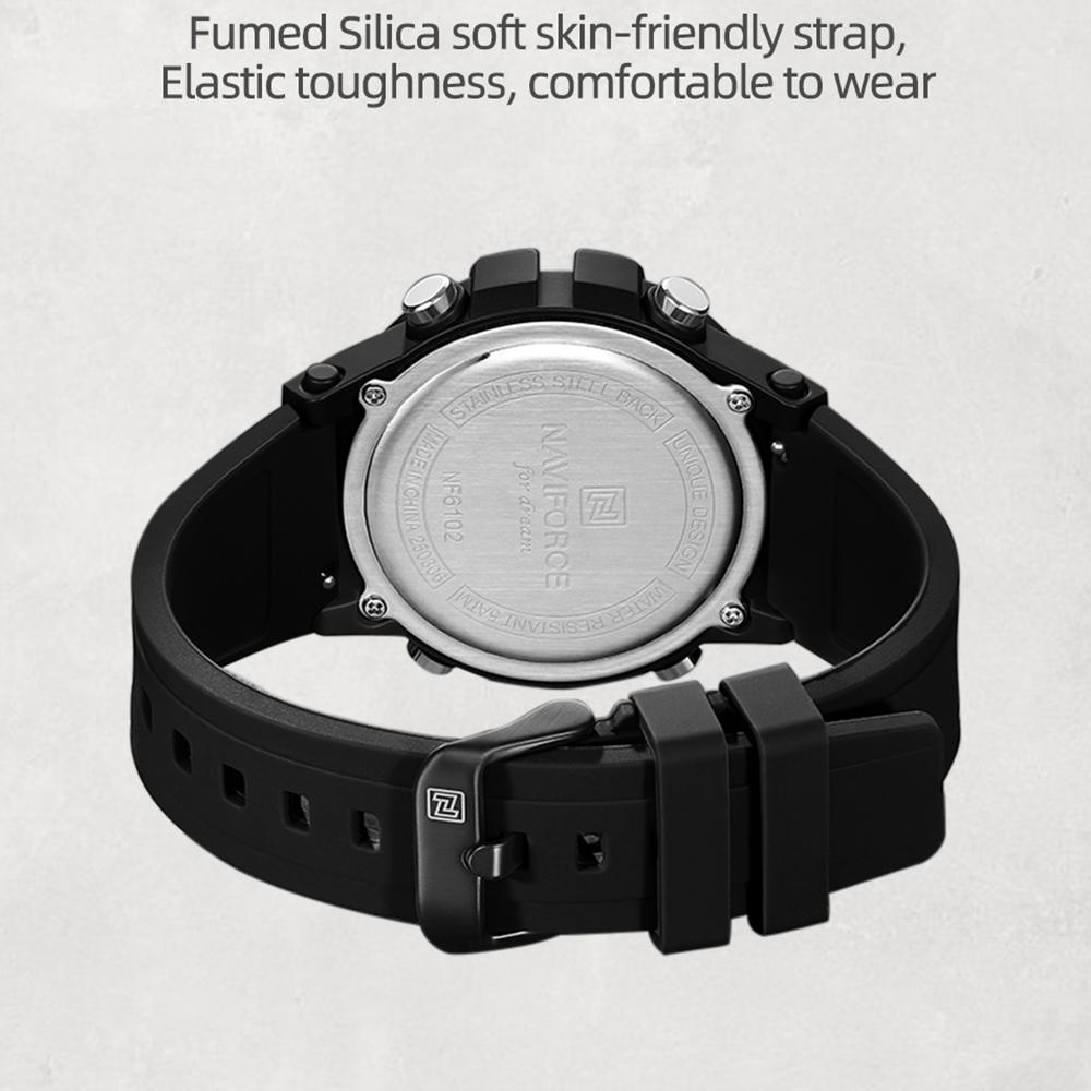 NAVIFORCE Sports Digital Watch for Men Boy Chronograph Calendar Date Alarm Waterproof 50m Night Pattern Men Casual Watch NF6102