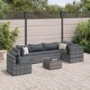 VidaXL Garden Lounge Set 7 Pcs with Cushions Grey Wicker, Outdoor Sofa Set, Garden Corner Sofa, 3308178
