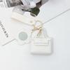 Mini PU Leather Keychain Bag with Flower Mirror Wrist Strap Trendy Bag Charm Perfect Christmas Gift for Female Friends