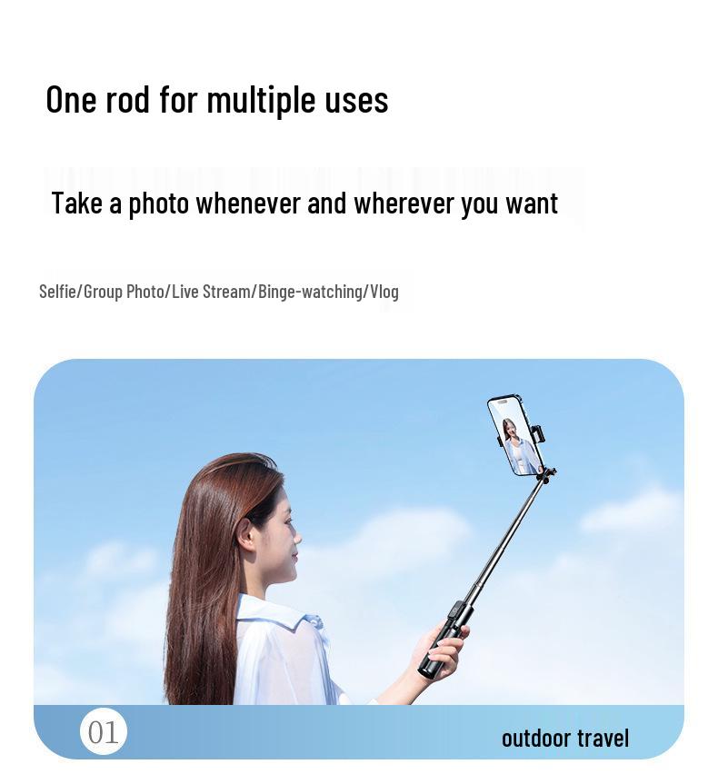 Portable Bluetooth Selfie Stick with Fill Light and Tripod