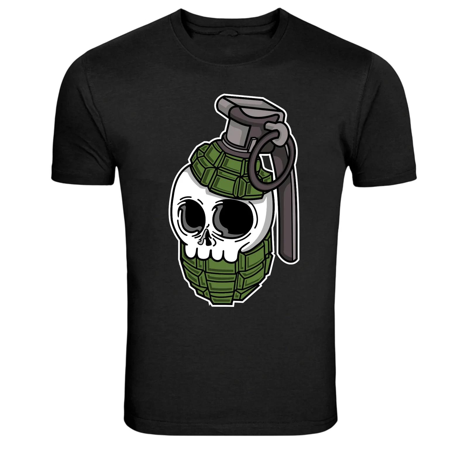 

Skull Grenade Military War Graphic T-Shirt 4XL