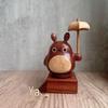 Ebenholz Katzen-Ornament Spieluhr mit Totoro und Regenschirm