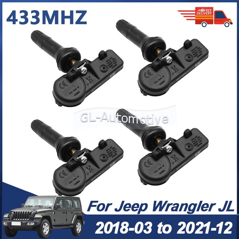 4PCS Tire Pressure Monitoring Sensor For Jeep Wrangler JL 2018-03 to 2021-12 TPMS Sensor 433MHZ 56029398AB 68241067AB For JEEP Wrangler JL