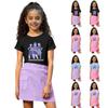 Kinder Sommer Sport T-Shirt und Röcke 2-teiliges Outfit Trainingsanzug Set Kurzarm Print Crop Tops mit Kleiderset