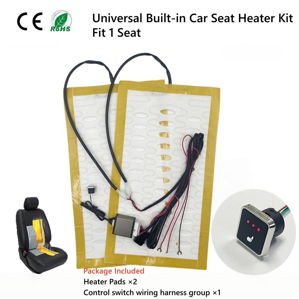 12V Built-in Car Seat Heater Kit Fit 1 Seat,Universal Alloy Wire Heating Pads Control Heated Switch System Wiring Harness