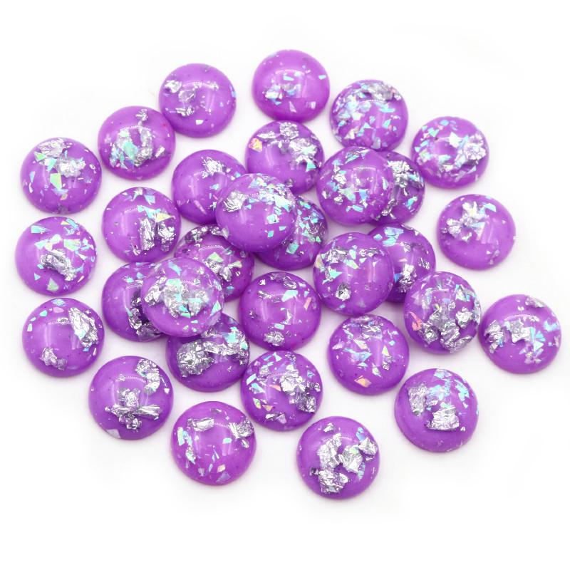 40 Stück 8mm 10mm 12mm Runde Eingebettete Metallfolie Flache Rückseite Harz Cabochons Kuppel DIY Ohrringe Schmuckherstellung Zubehör Fundstücke