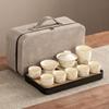 High-end Huang Ru Kiln Travel Kung Fu Tea Set Household Portable Cover Bowl Teacup Teapot Light Luxury Business Gifts