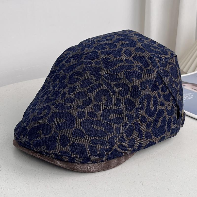New retro leopard print denim soft and comfortable forward hat women's spring and autumn travel versatile street temperament cap