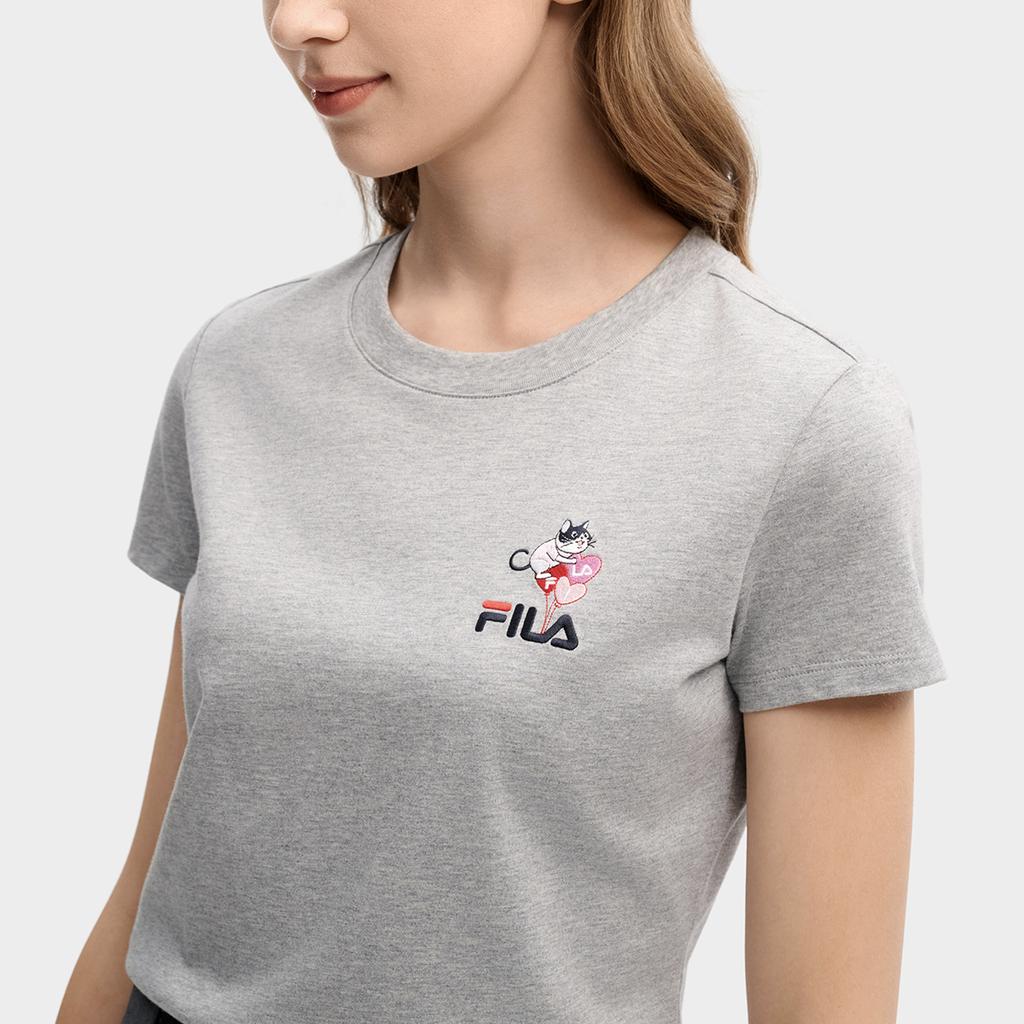 Fila Original Surf Balloon T Classic Simple Embroidered Logo Cat Retro Sports Casual Versatile Comfortable Short Sleeve T-Shirt F51W619101FMG