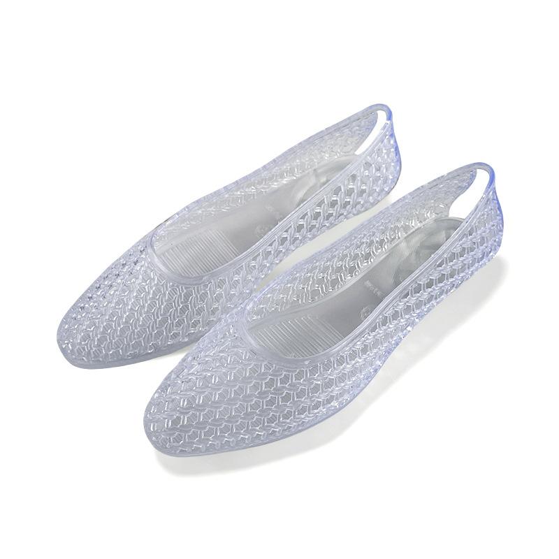 Damen Spitze Zehen Gelee Schuhe, Kristall Hohl Slip-On Tanz Sandalen Clogs