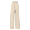 Women's Solid High Waist Loose Long Wide Leg Pants Button Trim Elasticated Casual Pants