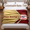 PSV Eindhoven FC Printed Flannel Blanket Custom Name Text Soft Warm Throw For Bedroom Holiday Gift