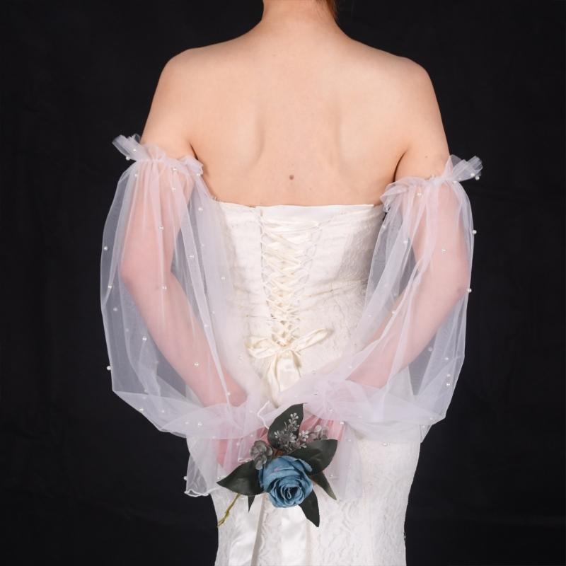 Lightweight Mesh Bride Arm Sleeves Elasticated Lace Trimmed Wedding Gloves Formal Occasion Dress Accessories