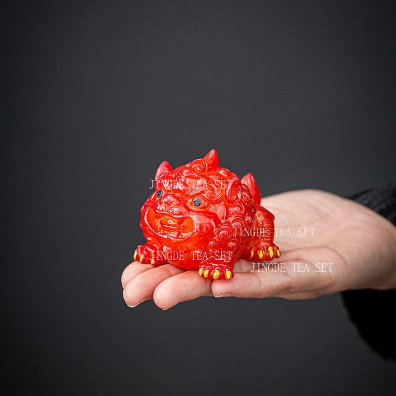 Color Changing Tea Pet Fortune Pi Xiu Tea Playing Desktop Trinket Chinese Animal Decorations Ornament Tea Ceremony Accessories