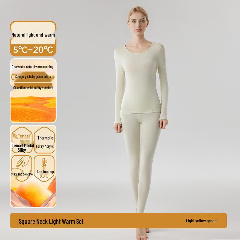 Women's Seamless Modal Thermal Underwear Set - Ultra-Thin, High Elasticity, Lightweight Warm German Velvet Base Layer for Autumn Winter.