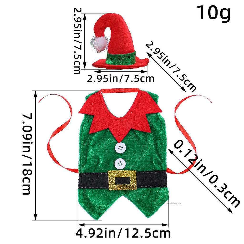 Weihnachtselfen Kostüm Weinflasche Set Dekorative Ornamente Weihnachten Niedlich Rotwein Set Tischatmosphäre Dekoration Requisiten