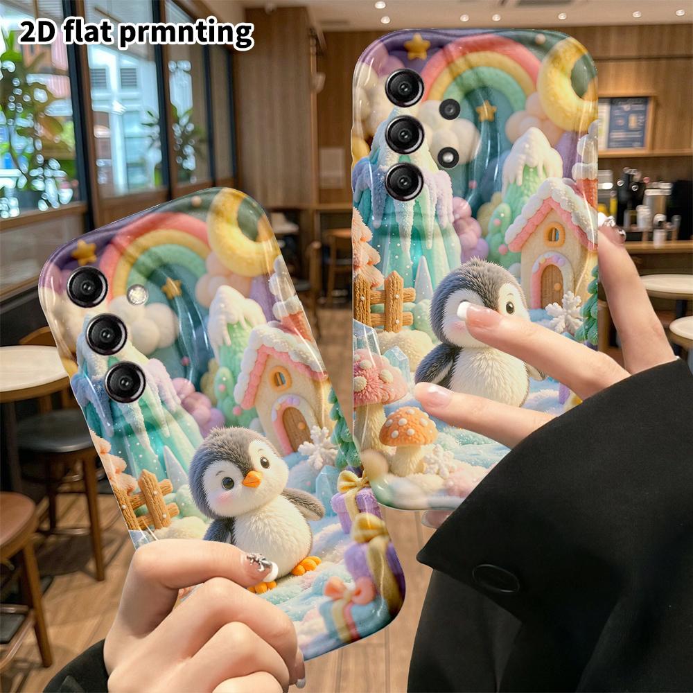 Phone Case: 2D flat, suitable for Samsung Galaxy A34 A35 M05 M06 S20 S22 S21 FE Plus 5G protective case, cute little snow penguin, perfect Christmas a