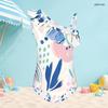 Girls One Shoulder Ruffle One Piece Grey Printed Swimsuit