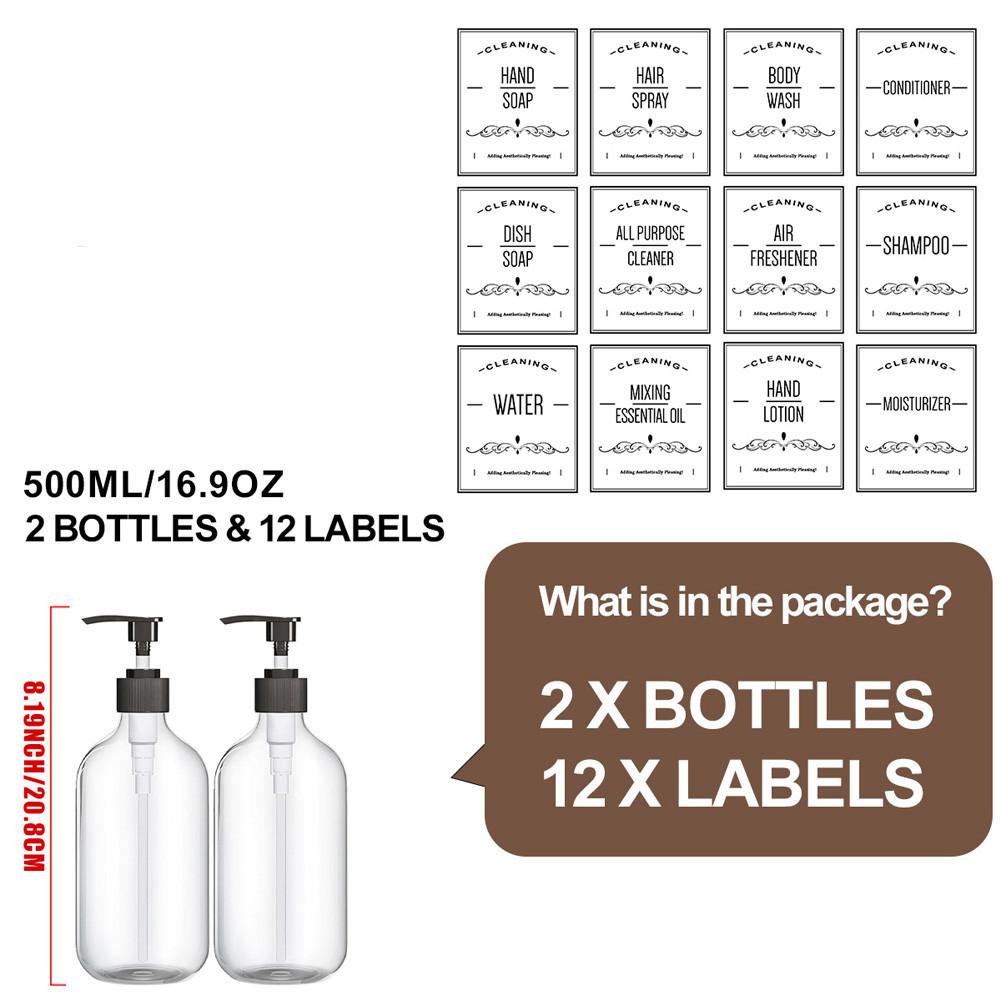 

500 мл бутылки с насосом для лосьона, силиконовый лоток, 12 этикеток, наклейка, мыло для рук и дозатор мыла для посуды с насосом, бутылка для мыла Set 3