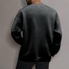 Men's Winter Solid Color Striped Casual Tops Long Sleeve Round Neck Sweatshirt