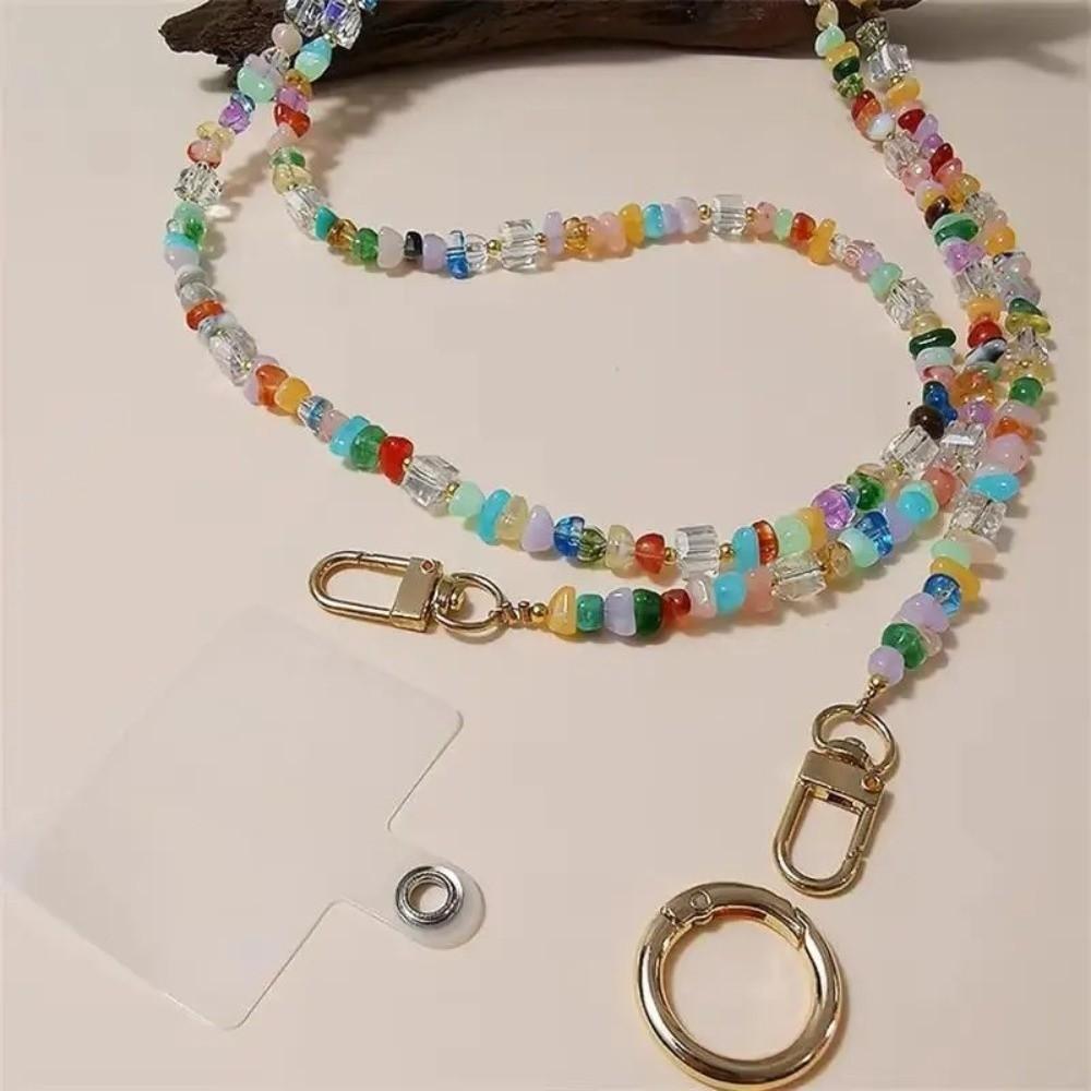 Adjustable Crossbody Lanyard Strap Gravel Bead Anti-Theft Lanyard Durable Mobile Phone Lanyard