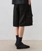 DRAW FIT Curved Line Cargo Denim Half Pants [Black]