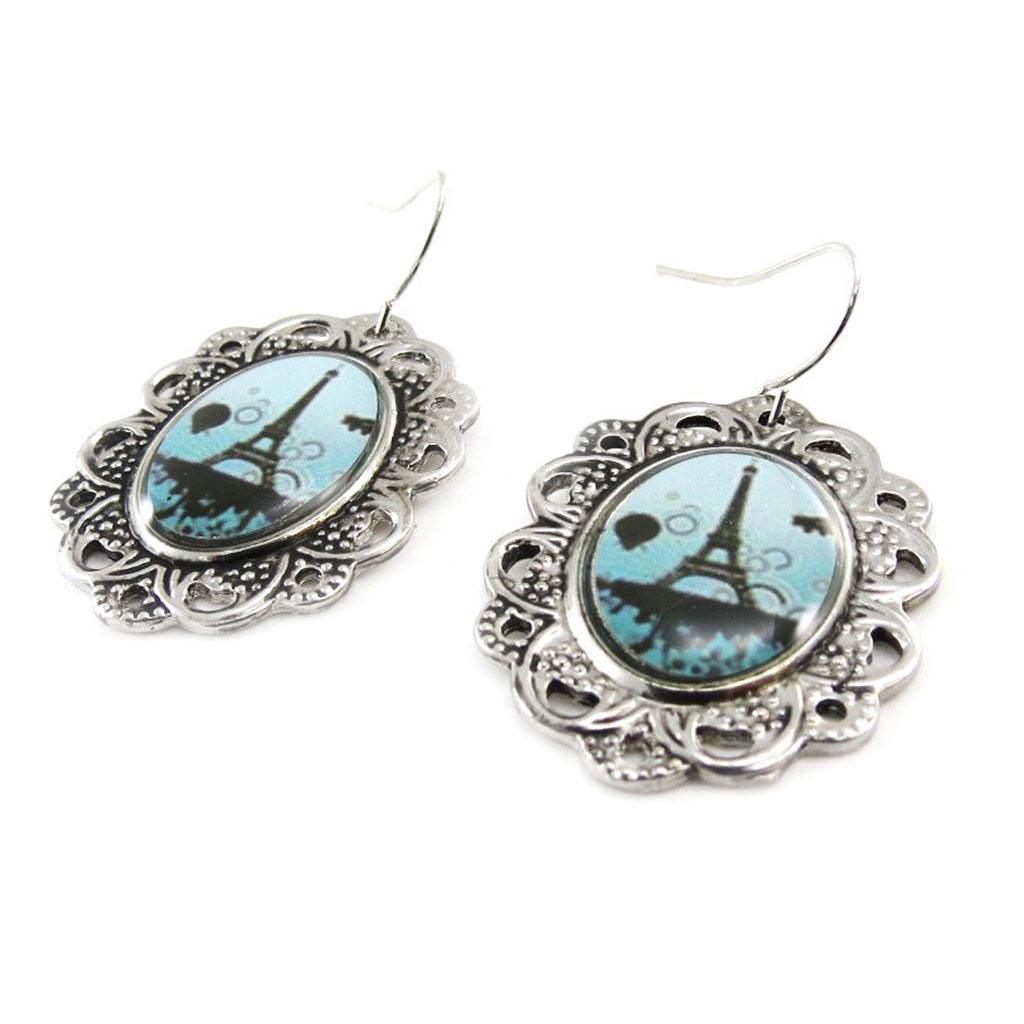 Les Trésors De Lily [J1241] - Blue 'Eiffel Tower' Designer Earrings