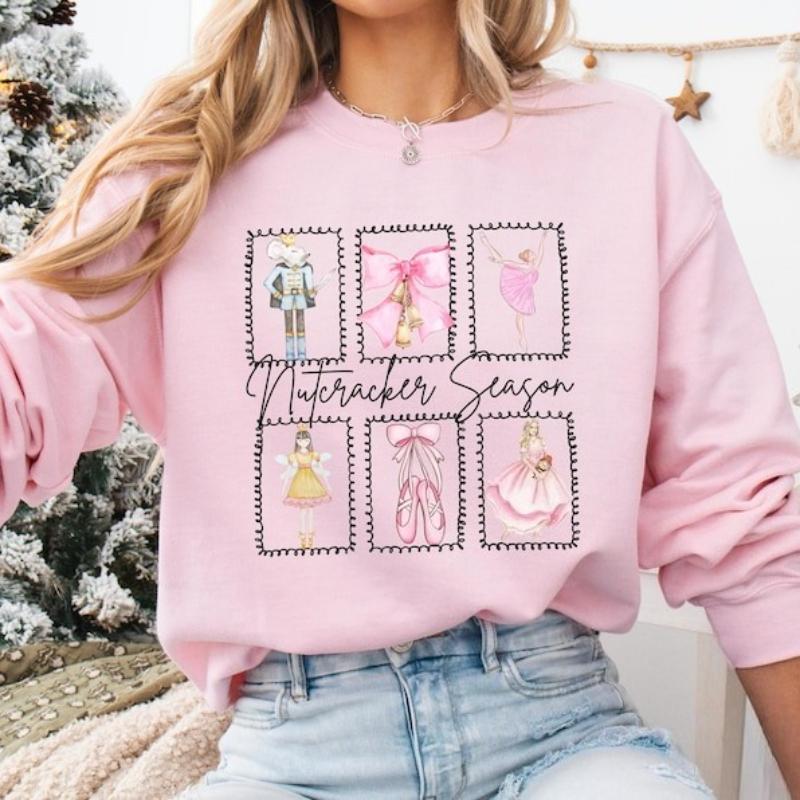 Women's Hoodie Christmas Nutcracker Sugraplum Fairy Stamps Ballet Dancer Bowknot Gift Coquette Aesthetic Dance Mama Sweatshirt