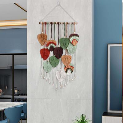 Bohemian Tapestry Wall Decor Macrame Hanging Accents Club Boho Feather Art